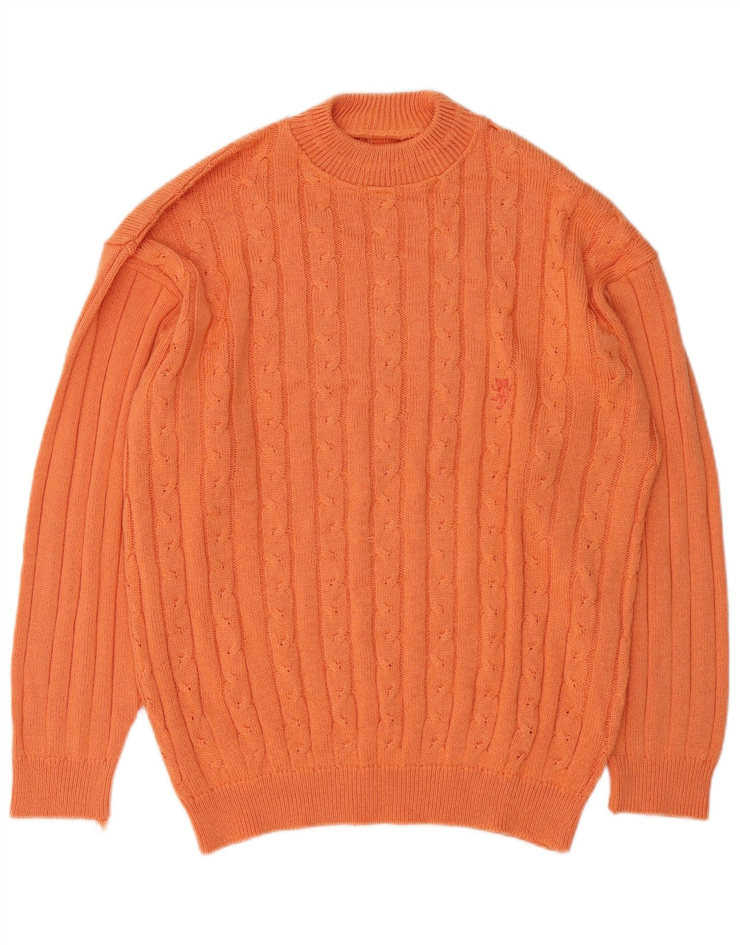 vintage Mens Turtle Neck Jumper Pull Moyen Orange Coton