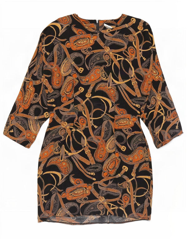 Perceptions Robe fourreau à manches 3/4 pour femme UK 8 Small Black Paisley