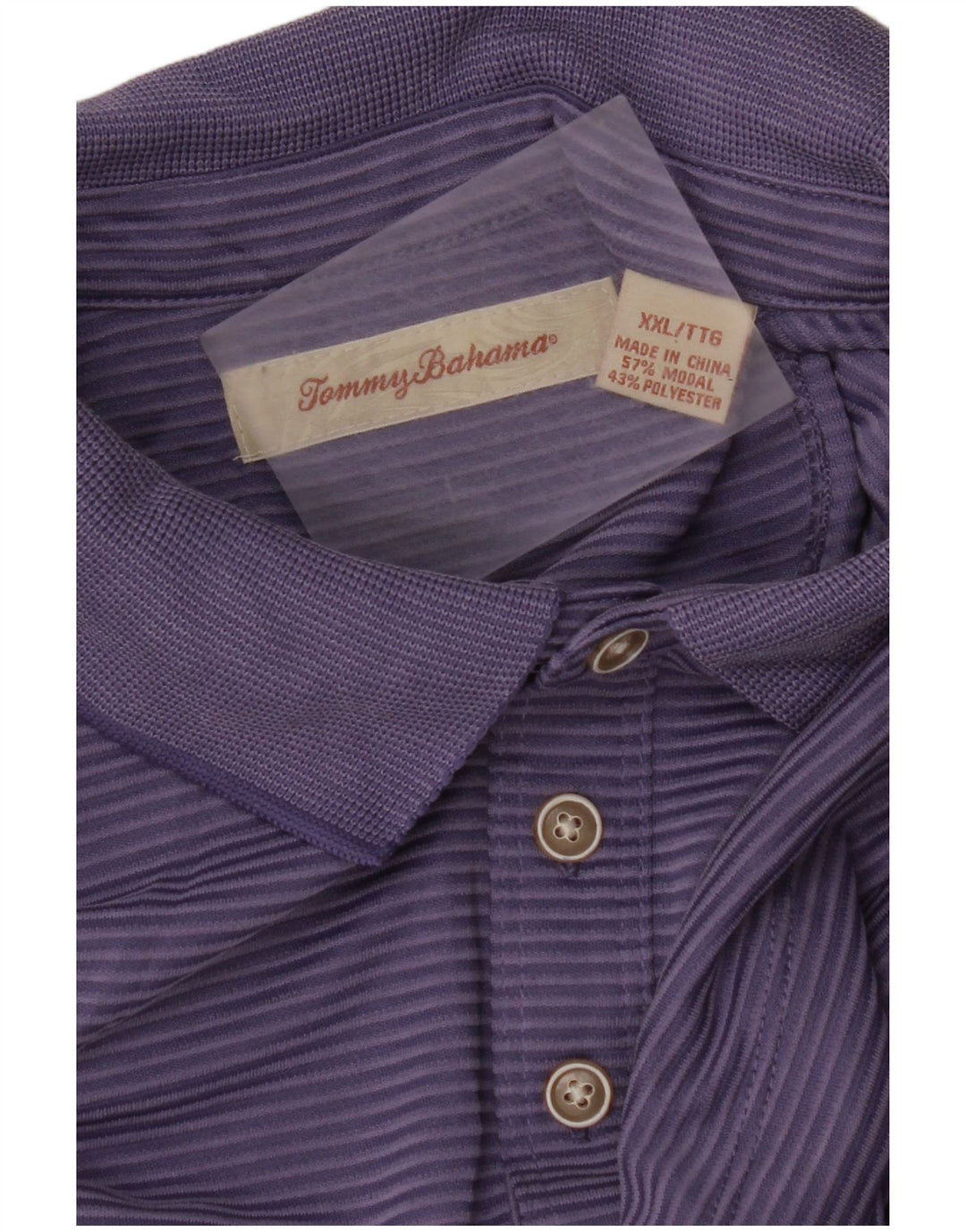 TOMMY BAHAMA Polo Homme 2XL Violet Pinstripe Modal