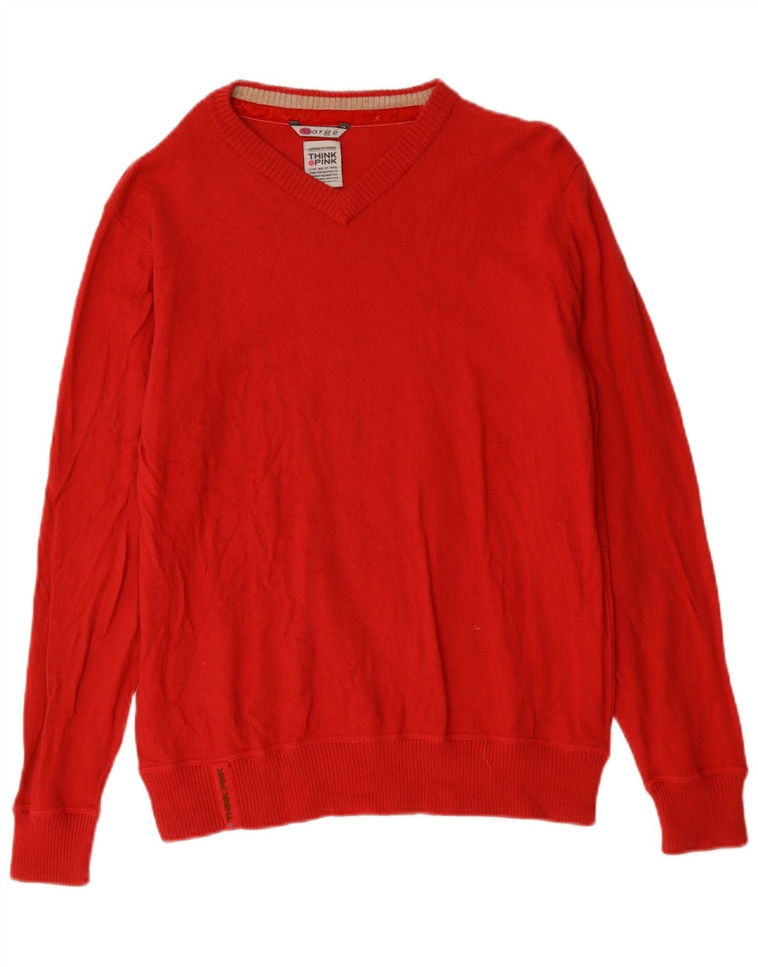 Think Pink Pull col V Femme XL Laine Rouge