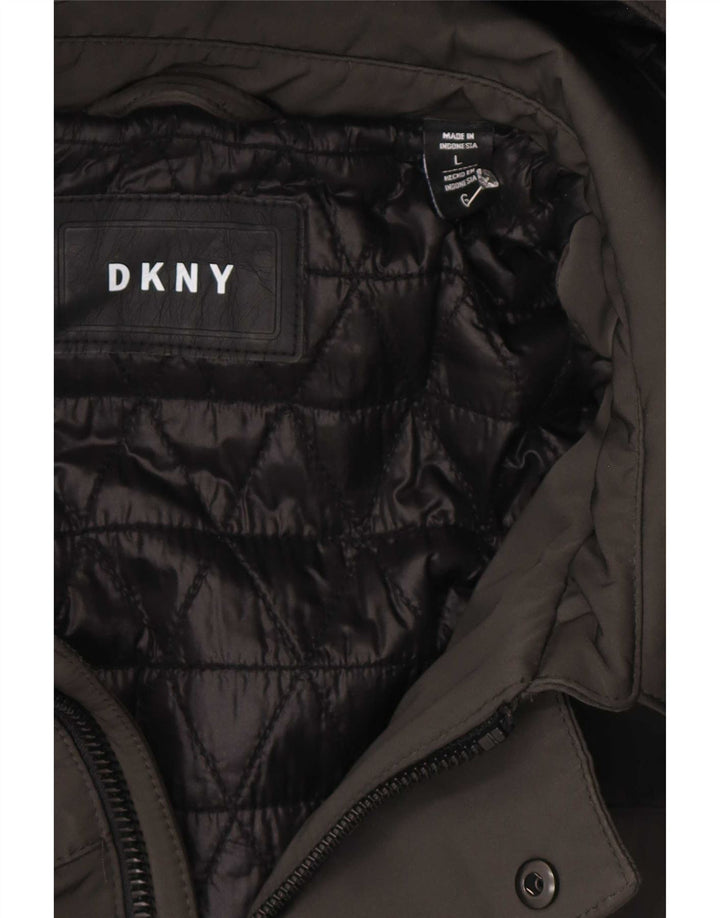 Dkny Manteau rembourré à capuche pour homme UK 40 Large Gris Polyester