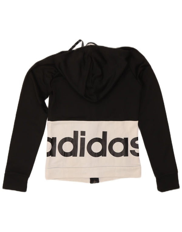 Adidas Pull à capuche zippé graphique pour femme UK 4/6 XS Noir Colourblock