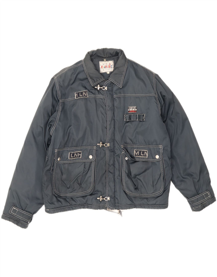 veste rembourrée à capuche vintage pour homme UK 38 Bleu Marine Moyen