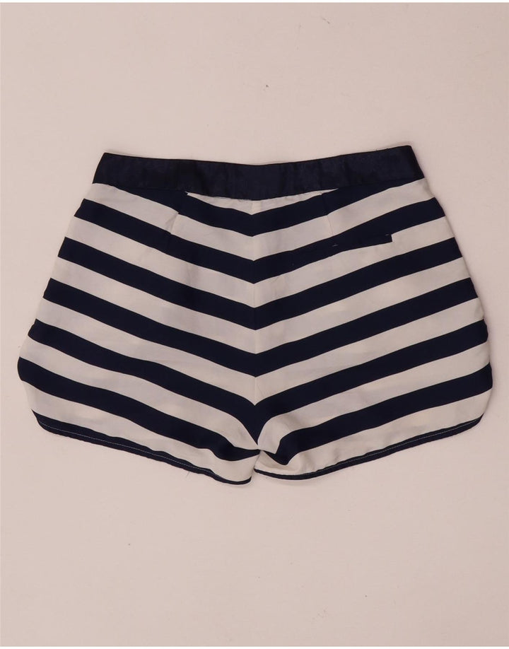 Zara Short Chino Femme Petit W26 Bleu Marine Rayé Polyester