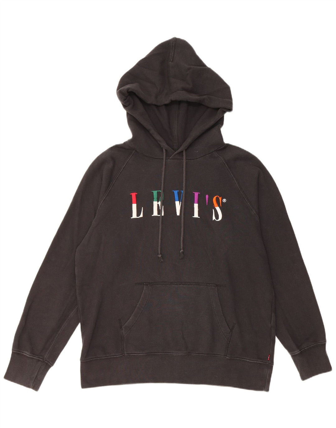 LEVI'S Pull à capuche graphique surdimensionné pour femme UK 14 en coton noir moyen