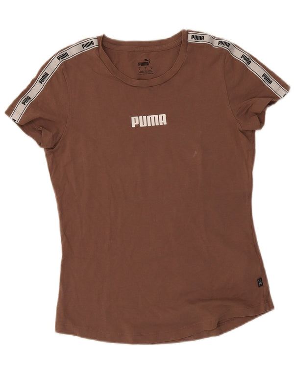 Puma T-shirt graphique pour femme UK 10 Small Marron Coton