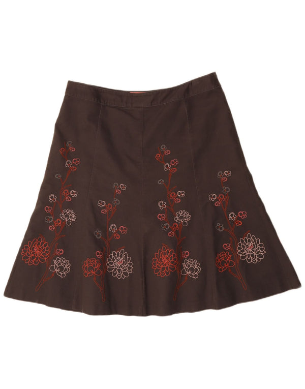 Laura Ashley Jupe trapèze week-end pour femme UK 18 XL W36 Coton floral marron