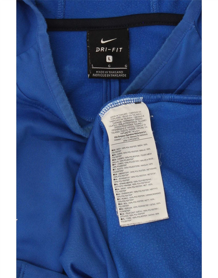 Nike Homme Dri Fit Graphic Sweat à capuche Large Bleu Colorblock Polyester