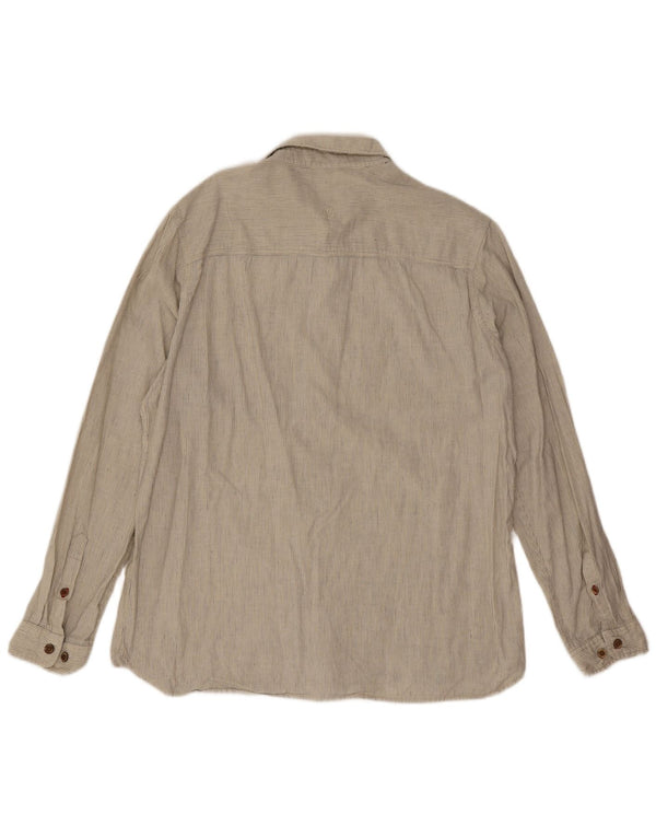 Chemise homme Fat Face en lin à fines rayures beige
