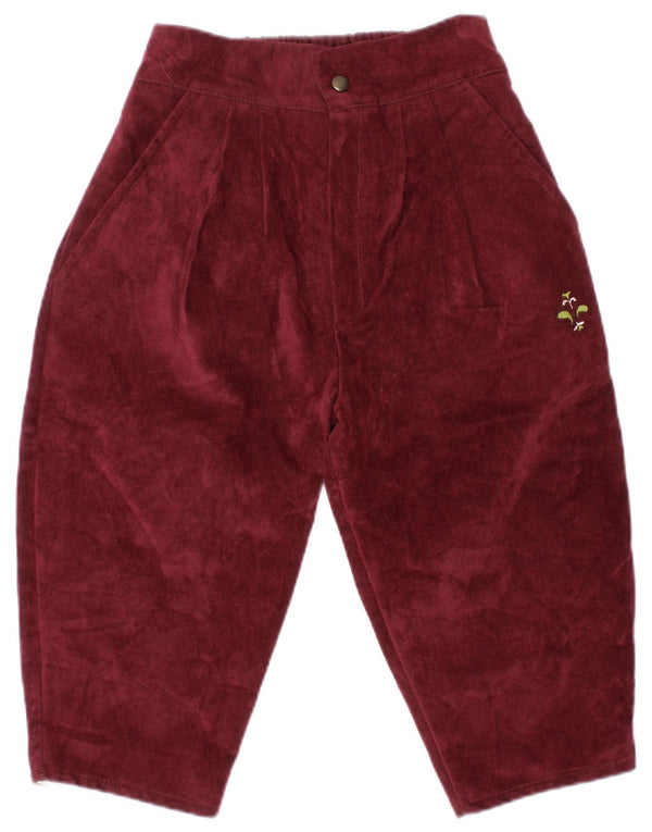VINTAGE Pantalon chino en velours pour bébé fille 18-24 mois W20 L10 Bordeaux
