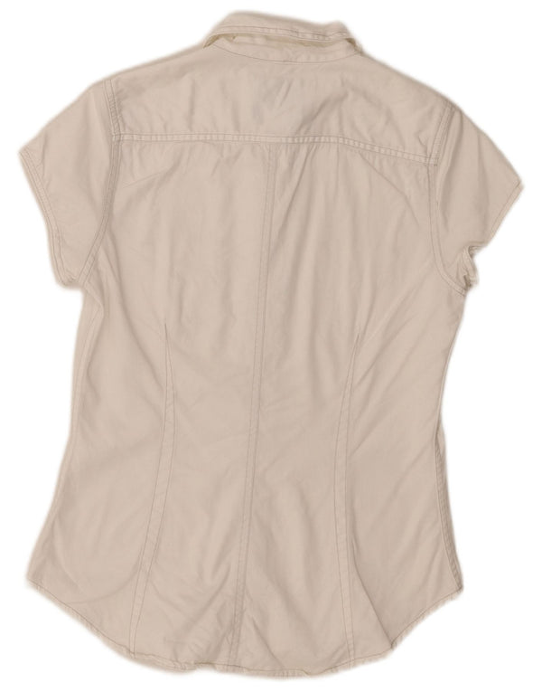 Levi's Chemise en Jean à Manches Courtes Femme UK 12 Coton Blanc Moyen