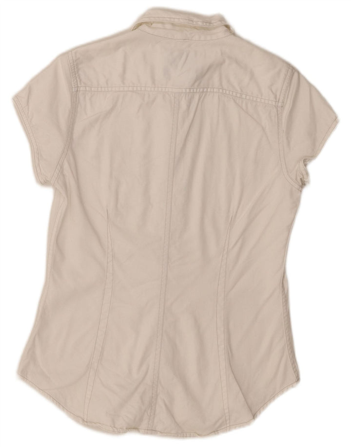 Levi's Chemise en Jean à Manches Courtes Femme UK 12 Coton Blanc Moyen
