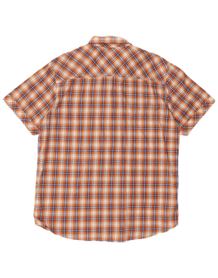 MUSTANG Chemise à manches courtes pour homme en coton à carreaux orange