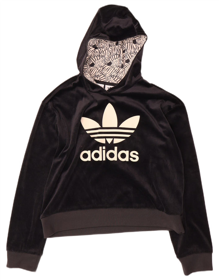 ADIDAS Pull à capuche graphique en velours pour fille 13-14 ans Noir
