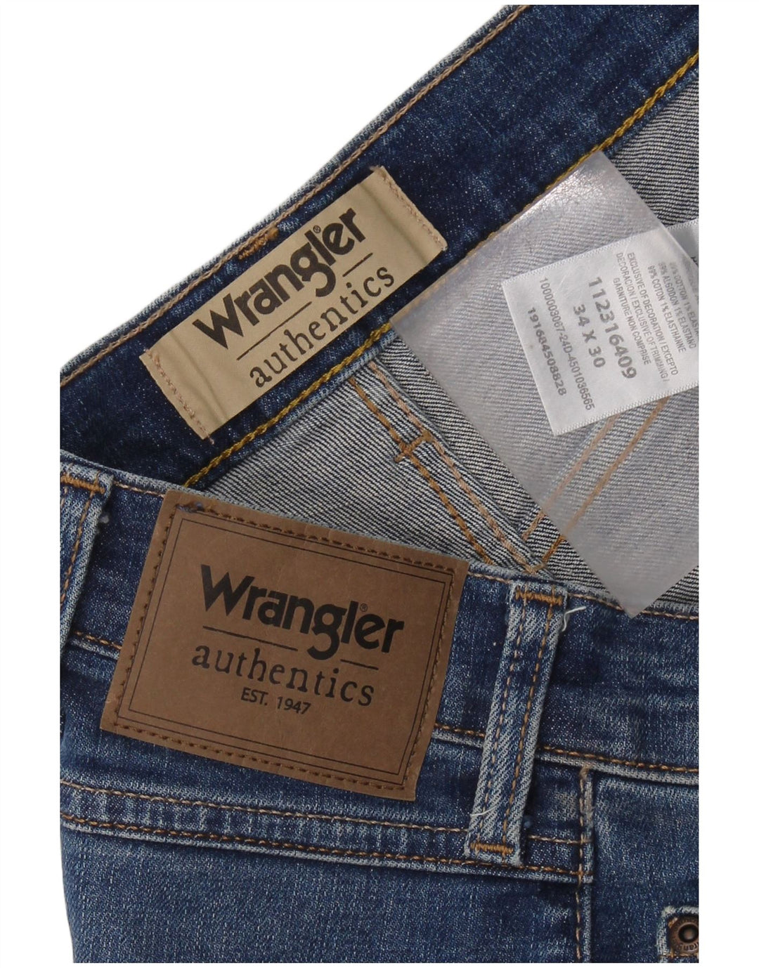 WRANGLER Jean droit homme W34 L30 bleu coton