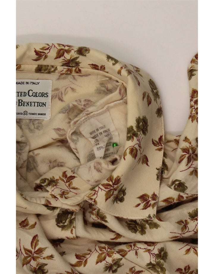 Benetton Chemise Femme UK 44 Viscose Florale Beige Moyen