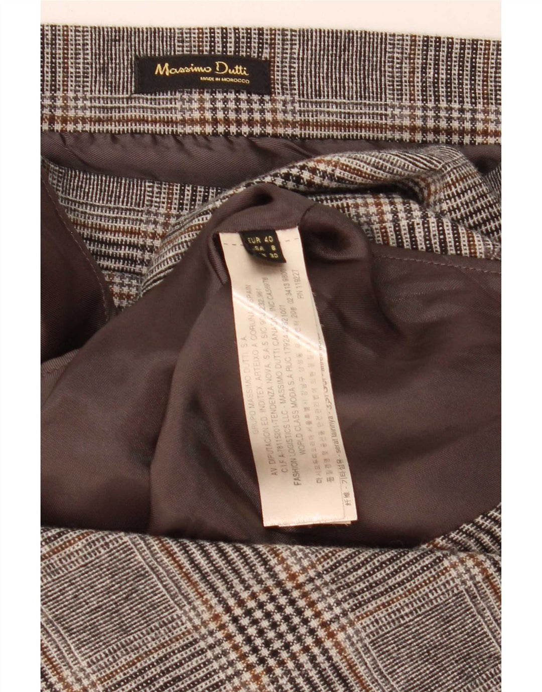 Massimo Dutti Jupe asymétrique femme EU 40 Medium W30 Gris Check Wool