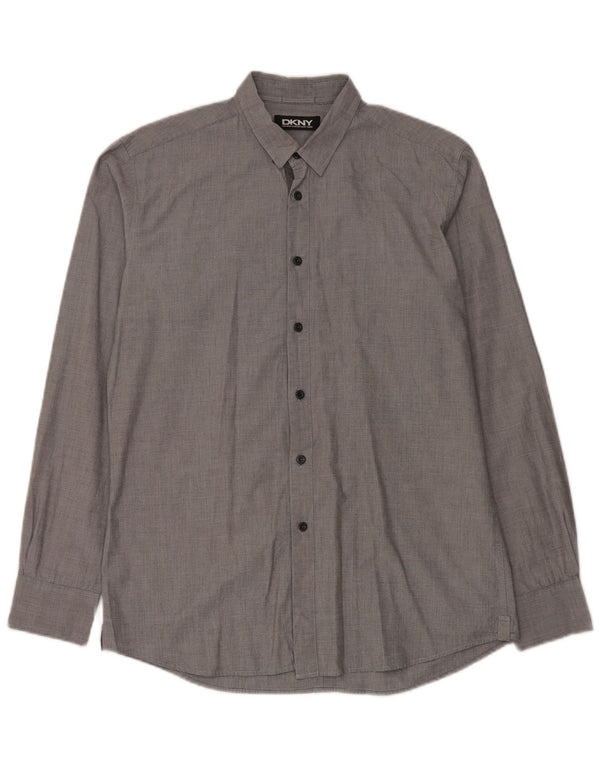 DKNY Chemise homme en coton à fines rayures gris moyen