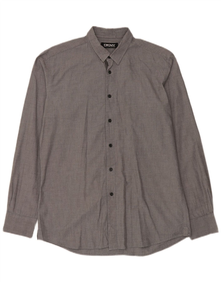 DKNY Chemise homme en coton à fines rayures gris moyen