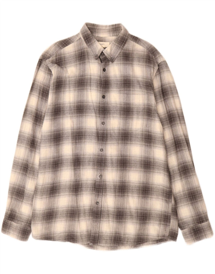 MARKS & SPENCER Chemise en flanelle coupe régulière pour homme en coton à carreaux gris