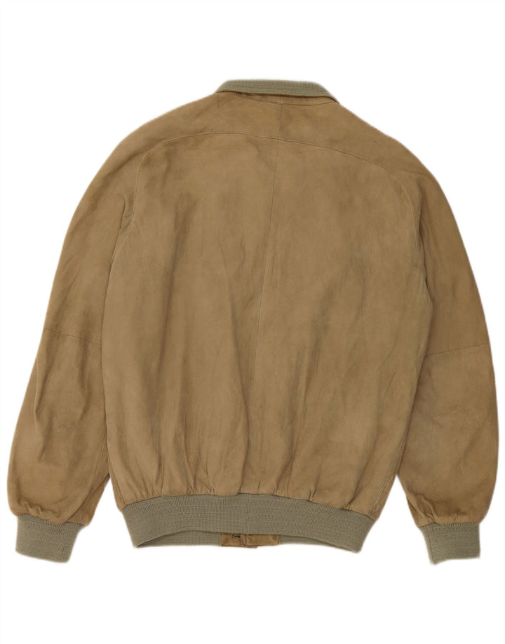 VINTAGE Veste Bomber En Daim Homme IT 48 Beige Moyen