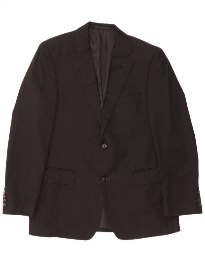 HUGO BOSS Veste Blazer 2 Boutons Homme EU 50 Grande Rayure Noire