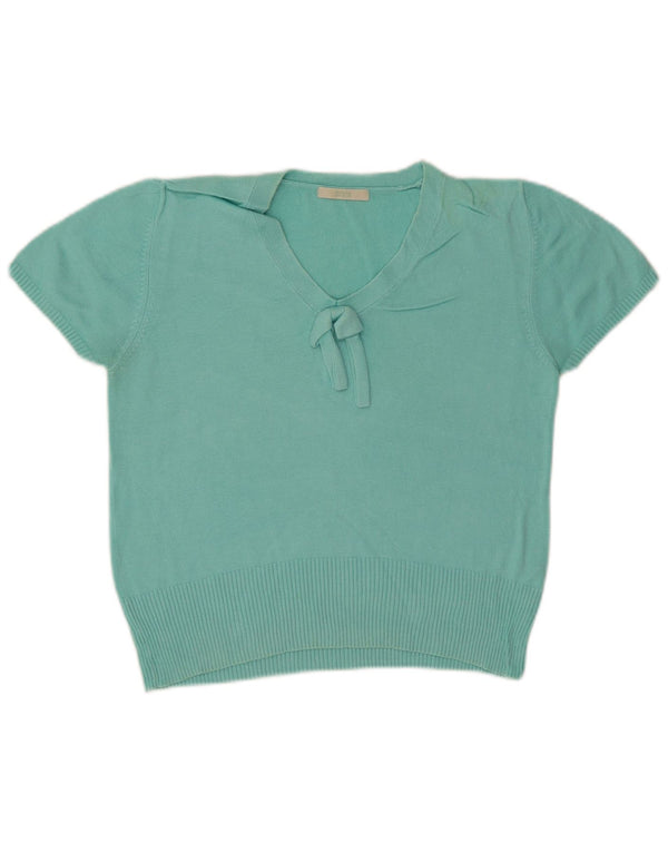 Marks & Spencer Pull court à col en V pour femme UK 12 Turquoise moyen
