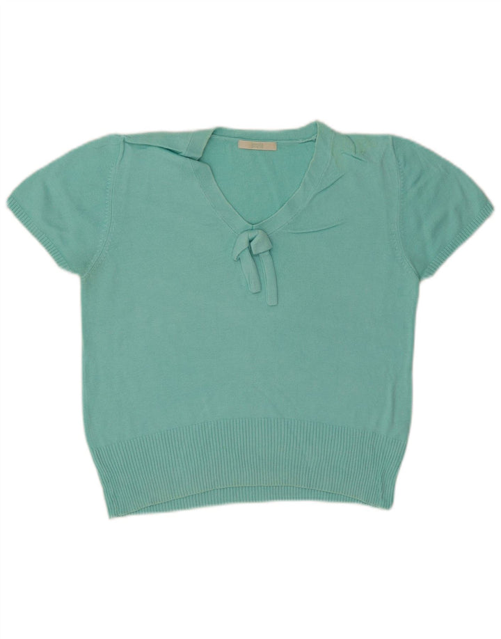 Marks & Spencer Pull court à col en V pour femme UK 12 Turquoise moyen