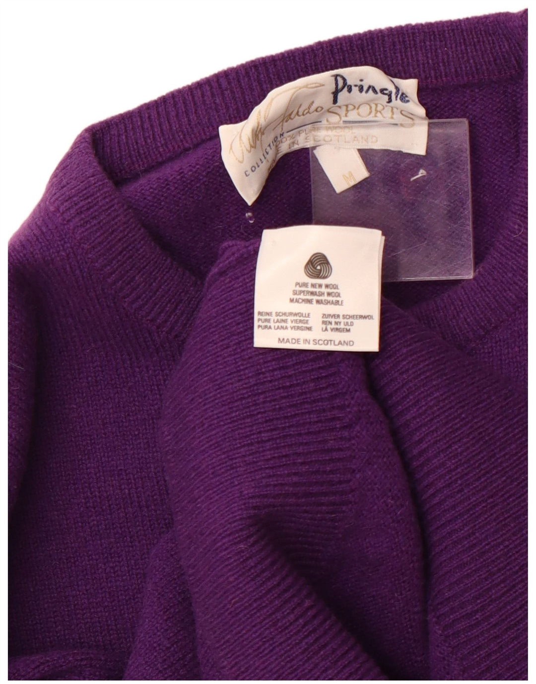 PRINGLE Pull Col Rond Homme Violet Moyen Laine Vierge
