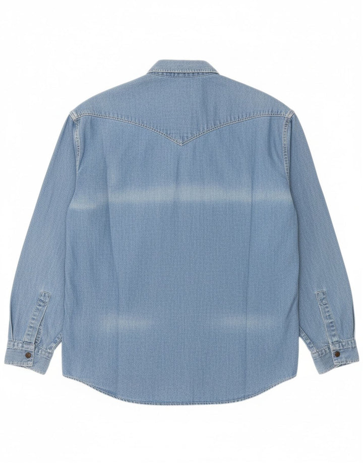 WAMPUM Mens Denim Shirt Medium Blue Cotton