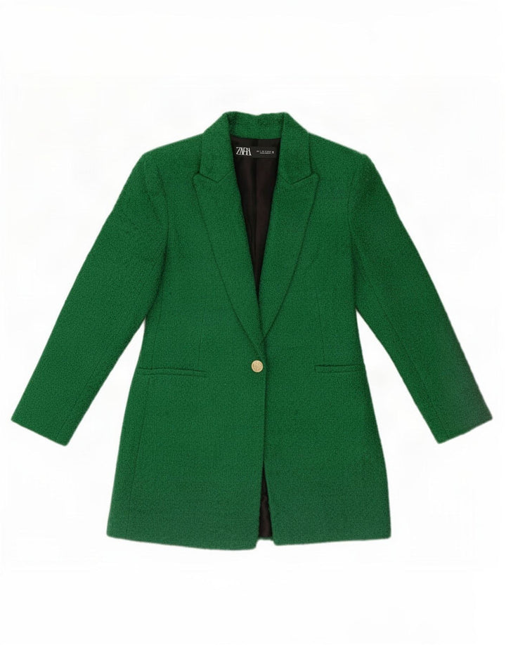 Zara Veste Blazer 1 Bouton Femme UK 10 Petit Acrylique Vert