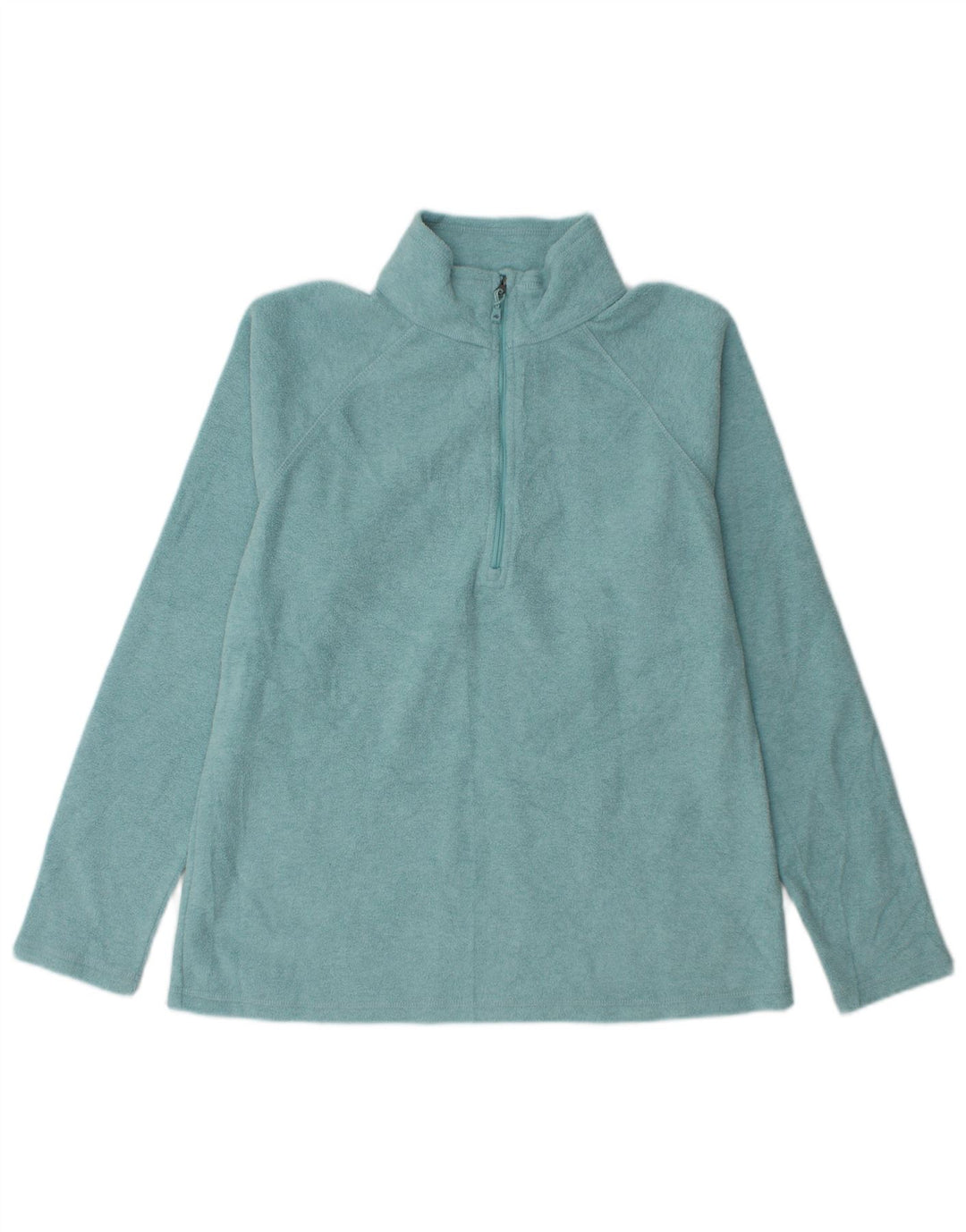 Eddie Bauer Pull polaire à col zippé pour femme UK 14 Bleu moyen Polyester