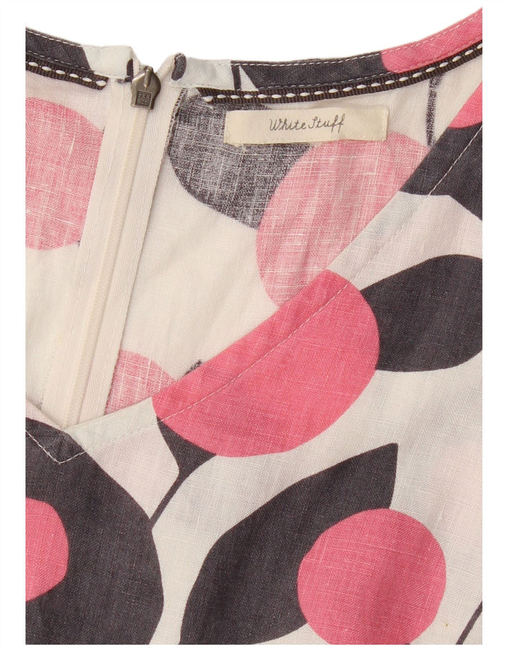 Robe droite sans manches White Stuff pour femme UK 42, motif floral blanc moyen