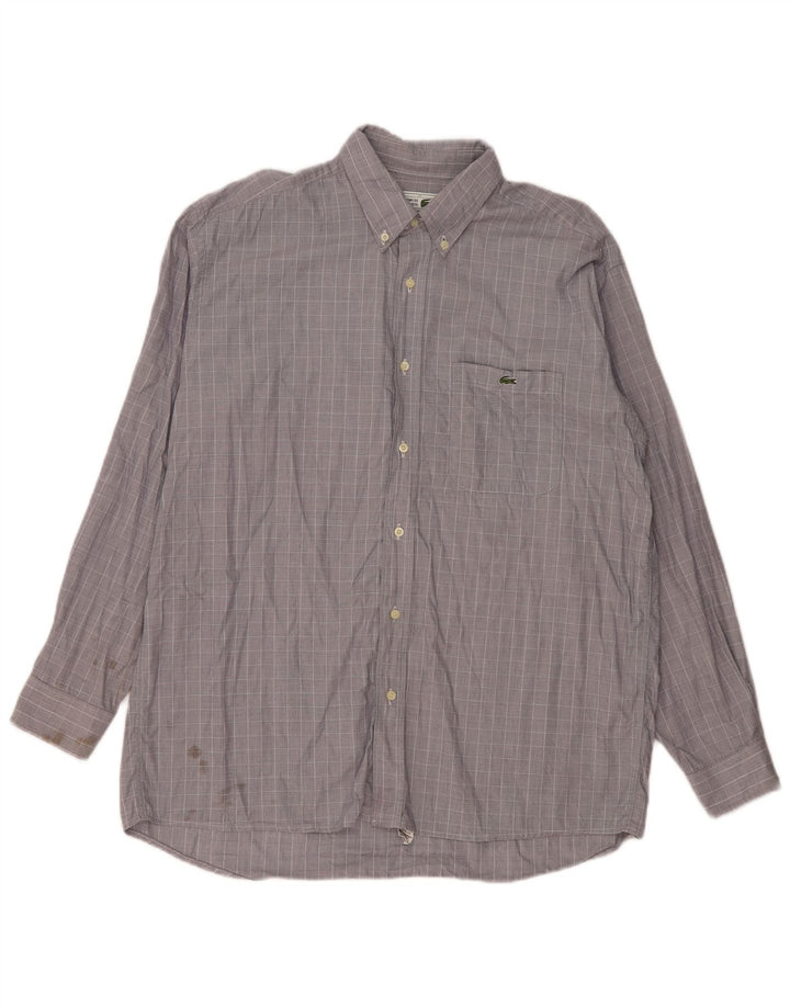 Lacoste Chemise Homme Taille 42 Grand Coton à Carreaux Gris