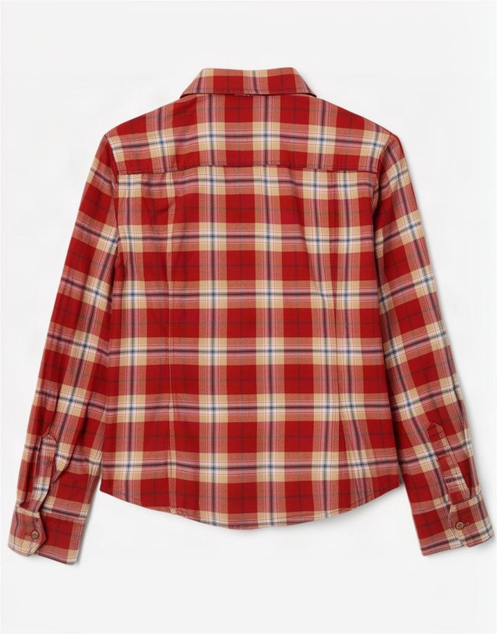 Benetton Chemise militaire en flanelle pour femme UK 12 à carreaux rouges moyens