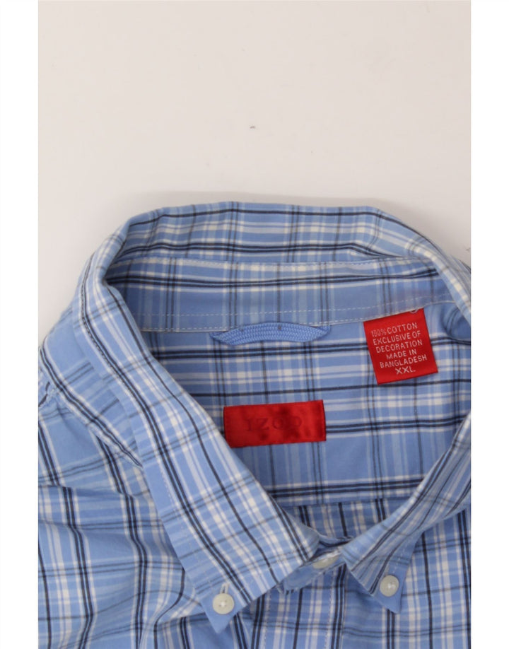 IZOD Mens Short Sleeve Shirt 2XL Blue Check Cotton Vintage Izod and Second-Hand Izod from Messina Hembry 