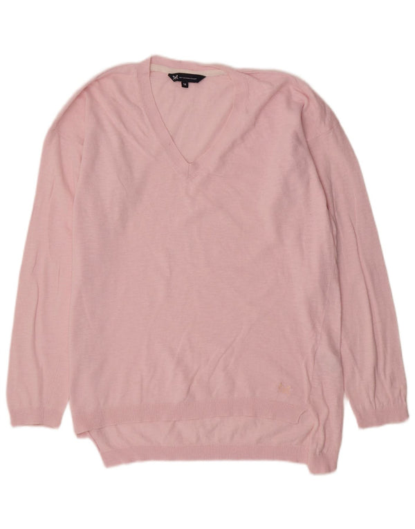Crew Clothing Pull col V pour femme UK 14 Grand coton rose