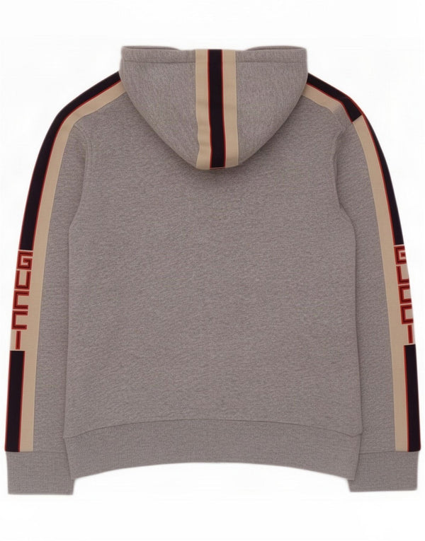 Gucci Pull à capuche zippé graphique pour femme UK 10 Petit Gris Colorblock Sports