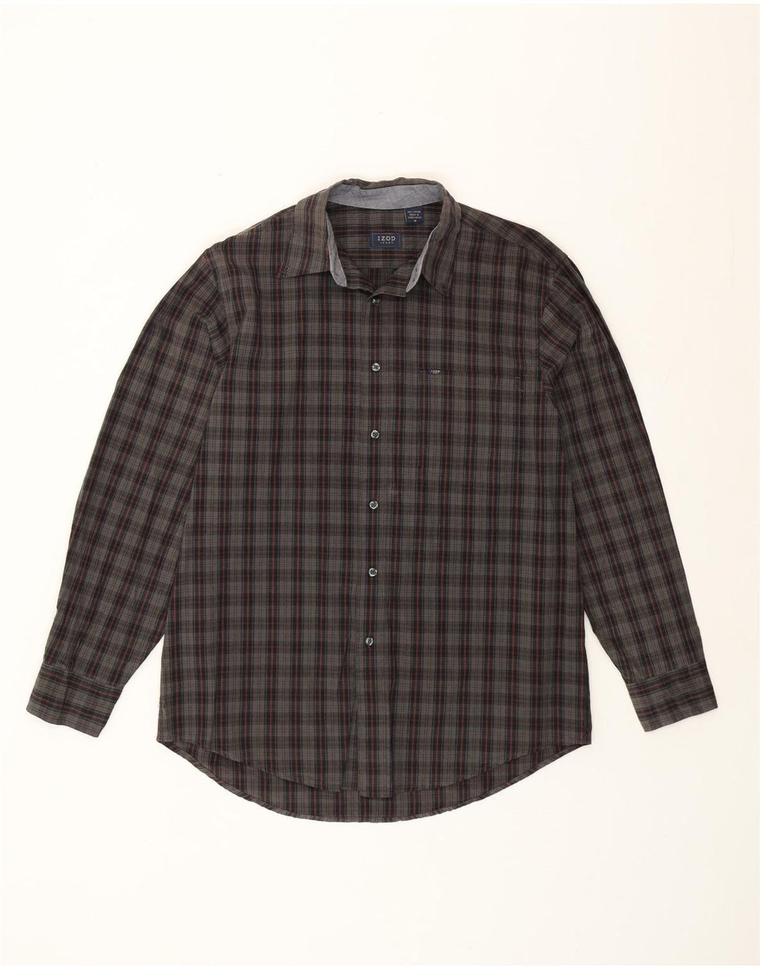 Izod Chemise à Carreaux Homme Gris Moyen Carreaux Coton