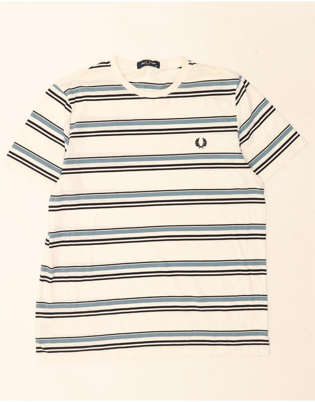 Fred Perry T-Shirt Homme Haut Large Blanc Rayé Coton