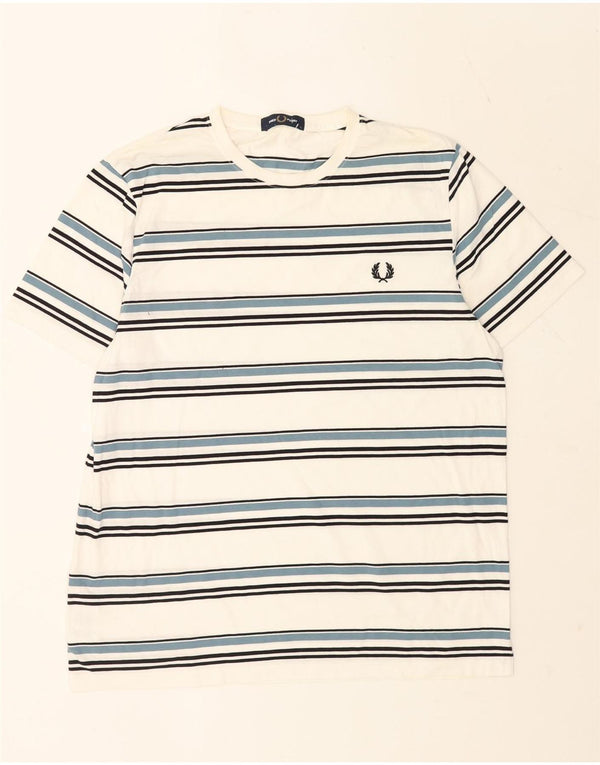 Fred Perry T-Shirt Homme Haut Large Blanc Rayé Coton