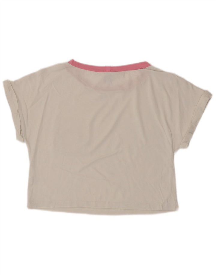 BENETTON Femmes Peanuts Crop T-Shirt Top UK 6 XS Blanc Coton