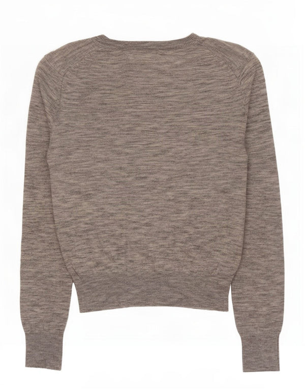 Zara Pull court à col rond pour femme UK 10 Petit gris moucheté