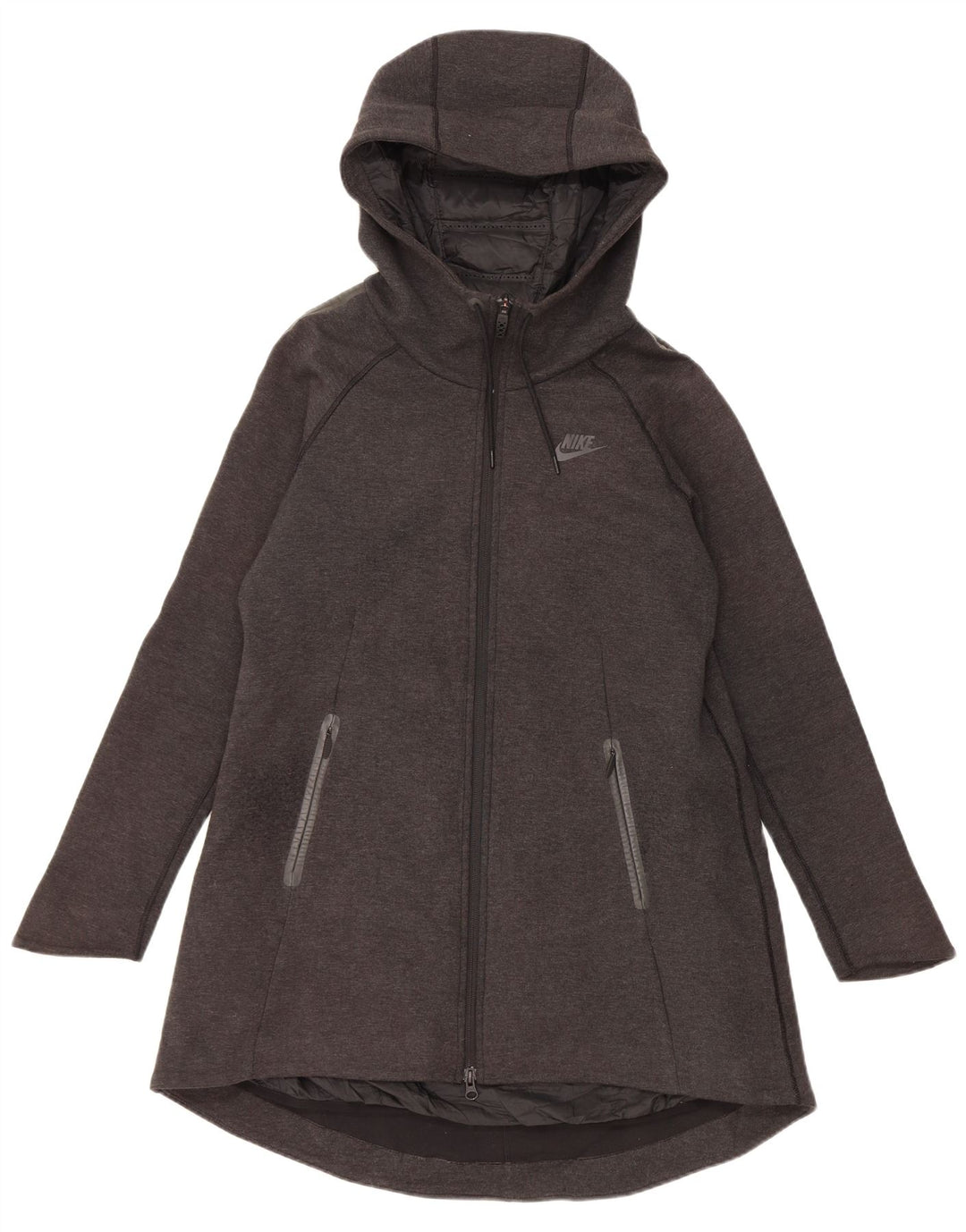 NIKE Manteau coupe-vent à capuche surdimensionné pour femme UK 10 Petit Gris Polyester