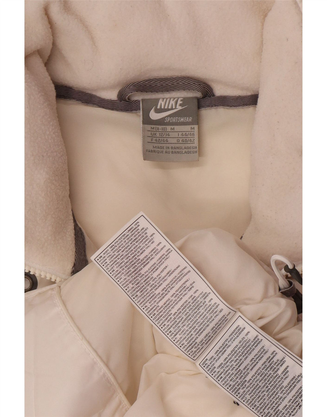 Nike Gilet rembourré à capuche pour femme UK 12/14 Polyester blanc moyen