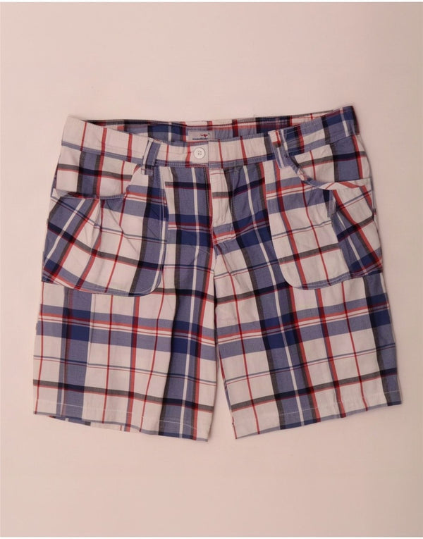 Kangaroos Bermuda Femme UK 12 Moyen W32 Bleu à Carreaux Coton