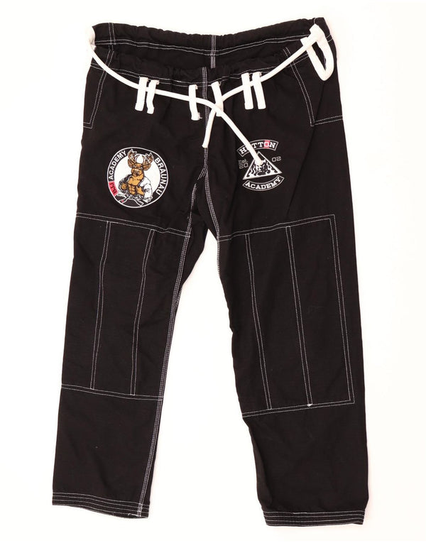 vintage Mens Graphic Survêtement Pantalon Grand Coton Noir