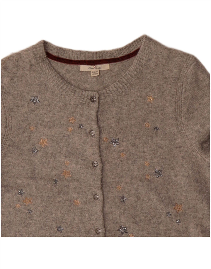 WHITE STUFF Pull cardigan à motif abstrait pour femme UK 10 Small Gris
