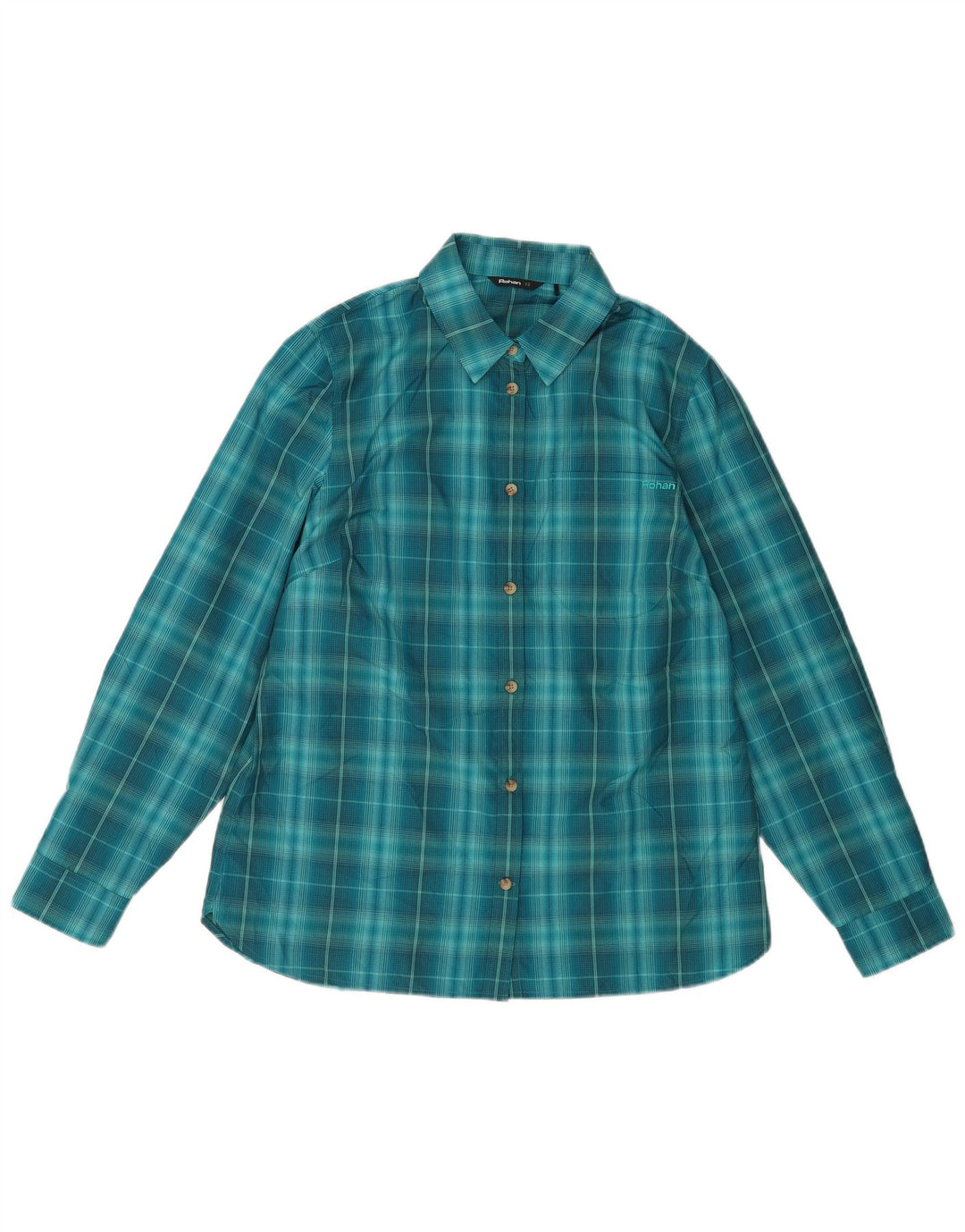 Rohan Chemise Femme UK 12 Bleu Moyen Carreaux Polyester