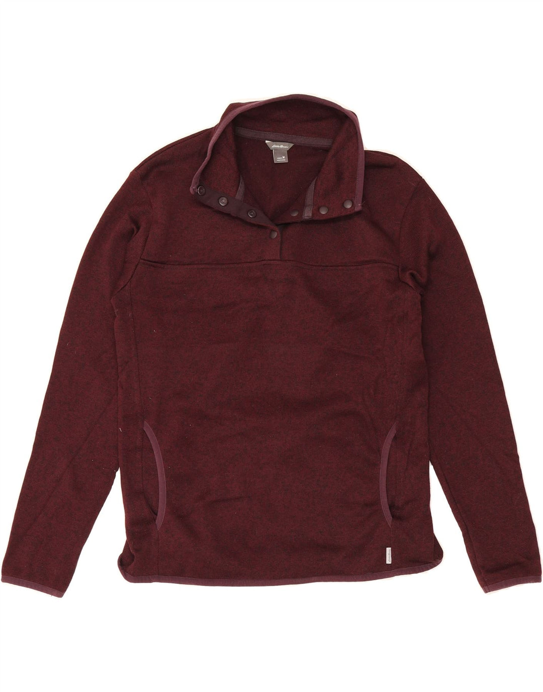 EDDIE BAUER Womens Button Neck Sweatshirt Jumper UK 14 Medium Burgundy Vintage Eddie Bauer and Second-Hand Eddie Bauer from Messina Hembry 